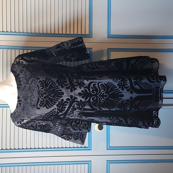 Eliza J Black Velvet Damask Pattern Dress - Picture 2 of 14